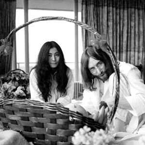 Yoko Ono and John Lennon at their "Bed-In for Peace"