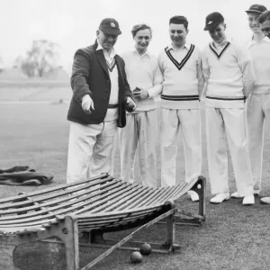 Yorkshire coaches Maurice Leyland (left) and Arthur Mitchell explain the workings of Yorkshire coaches Maurice Leyland (left) and Arthur Mitchell explain the workings of