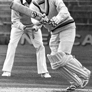Yorkshire opening bat Geoff Boycott strokes the ball back to the bowler during his knock