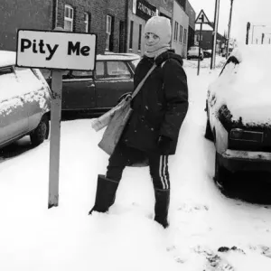 Young Boy on Snowy Paper Round Print, Pity Me, Durham 1977