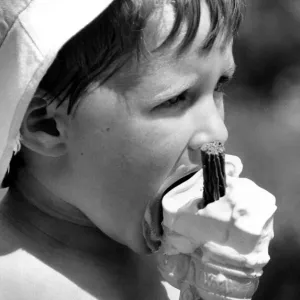 A young boy enjoys a 99 ice cream at Coventrys War Memorial Park A young boy enjoys a 99 ice cream at Coventrys War Memorial Park