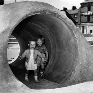 Two Children in a Concrete Tunnel Print, 2nd June 1966 Two Children in a Concrete Tunnel Print, 2nd June 1966