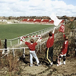Young fans gathered at The Valley, the abandoned Charlton Athletic football ground