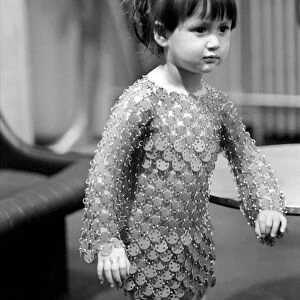 Young girl models a dress by Paco Rabanne. March 1969 Z2839