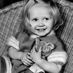 Young Girl Holding a Teddy Bear Print 1969 Young Girl Holding a Teddy Bear Print 1969
