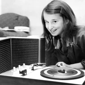 A Young Girl with a Record Player Print 16/10/73