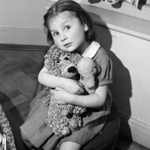A Young Girl with Her Teddy Bears Print, 2nd May 1955 A Young Girl with Her Teddy Bears Print, 2nd May 1955