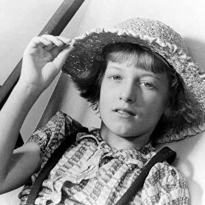 Young girl wearing straw hat Circa 1945 P044501