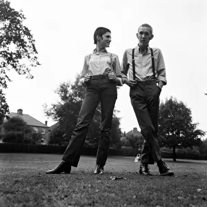 Two young people wearing skinhead fashions. Glenda Peake and Tony Hughes