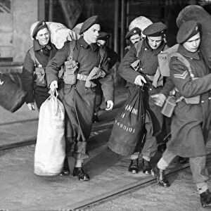 Young soldiers leaving Dover in Kent, to replace older soldiers who are due to be