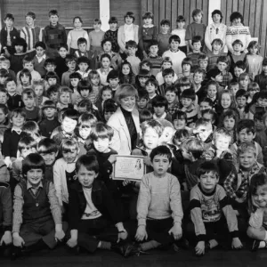 Print of Three youngsters at Ormesby Primary School Print of Three youngsters at Ormesby Primary School