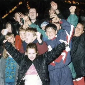 Youngsters salute Manchester 2000 Olympic Bid hopes at Piccadilly Gardens firework