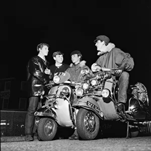 Youth Culture Mods and Rockers October 1963 Two Mods sit on their motor Scooters