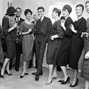 Yves Saint Laurent, Designer, Dior Fashion House, pictured with Dior models at reception