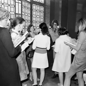 Yves Saint Laurent, designer, pictured speaking with journalists at the opening of his Yves Saint Laurent, designer, pictured speaking with journalists at the opening of his