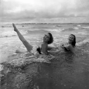 Yvonne Marsh and Ann Hanslip in a West Wittering Sea Print Yvonne Marsh and Ann Hanslip in a West Wittering Sea Print