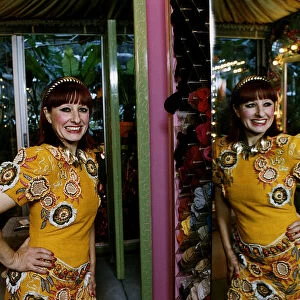 Zandra Rhodes Fashion Designer at her home March 1991
