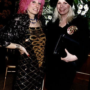 Zandra Rhodes (pink hair) Fashion Designer with Comedienne Pamela Stephenson