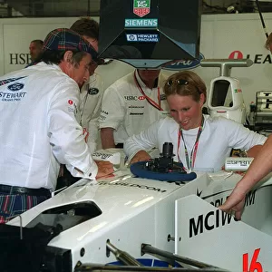 Zara Phillips British Grand Prix Silverstone 1999 she squeezes into a Stewart Ford