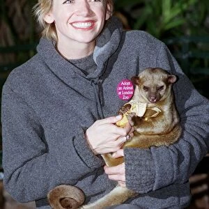 Zoe Ball Radio / TV Presenter October 1998 At London Zoo holding a baby bear she has