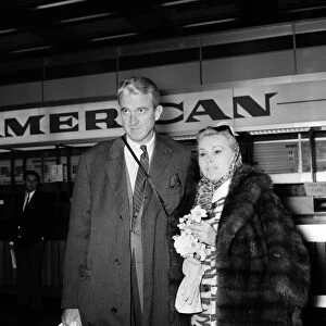 Zsa Zsa Gabor and her husband Joshua S. Cosden at London Airport. 4th April 1966
