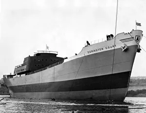 00093 Prints: The 10, 500-ton ship Dorington Court after launching from the River Wear Sunderland