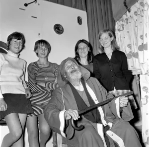Pensioner Prints: 100 years old Father Xmas. George Arthur Smith pictured at the Go Gay Cleaners in