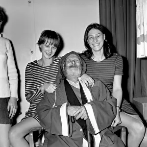 Shop Assistants Prints: 100 years old Father Xmas. Geroge Arthur Smith with shop assistant Mary Smith left