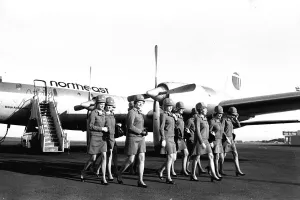 11 air stewardesses who earned their wings after passing the Northeast Airlines air