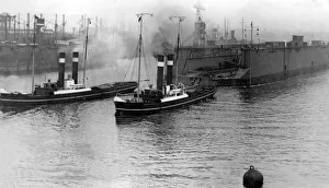 00081 Prints: The 13, 000 miles ahead the floating dock built at Wallsend for New Zealand is seen