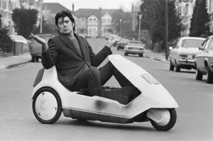 01034 Prints: 15 stone Roy Stuart of Ilford, Essex, owner of a C5, can only get six miles out of his