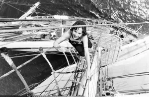 Sails Prints: 15 year old Belinda Pickard climbs the foremast rigging as the sail training ship