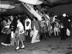 160 Indian and Pakistani immigrants step down onto British soil at Heathrow Airport