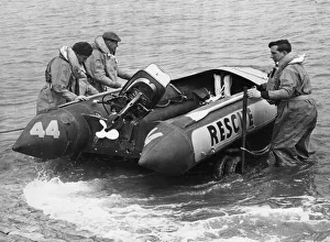 Craft Prints: A 16ft rubber inshore rescue craft belonging to the Mumbles lifeboat team begins its