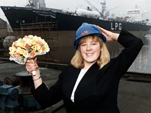 00492 Prints: 17-year-old Tammy Wood was among the workers celebrating the naming of the ship Helice