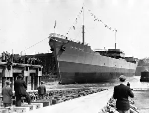 The 18, 200-ton tanker ship Laurelwood launched from St James Laing & Sons Ltd Shipyard