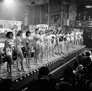 18-year-old Marita Lindahl of Finland is awarded the title of MIss World 1957