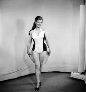 Mannequin Prints: 1953 Swimming Costume Fashions. April 1953 D1947-001