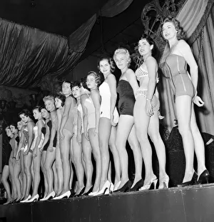 1958 Miss World Beauty Contestants pictured during rehearsals, Lyceum Theatre, London