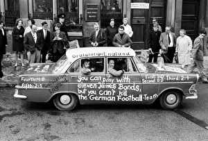 1966 World Cup Tournament in England. A West German car with the message