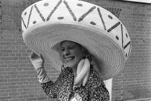 1968 Clothing Ascot Racing Fashion Gertrude Shilling wearing an outrageous Wide