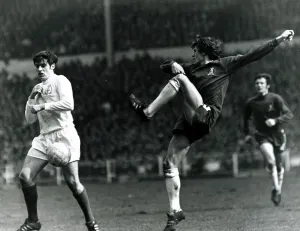 00239 Prints: 1970 FA Cup Final Chelsea v Leeds Eddie McCreadie clears from Peter Lorimer