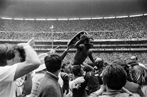 Italy Prints: 1970 World Cup Final at the Azteca Stadium in Mexico. Brazil