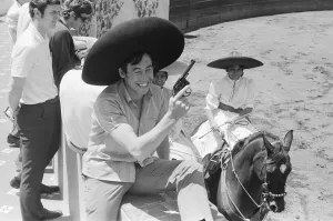 Cowboy Prints: 1970 World Cup Finals in Mexico. England goalkeeper Gordon Banks wearing a sombrero