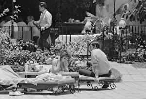 1970 World Cup Finals in Mexico. England players relaxing by the side of