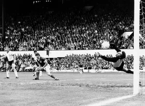 1984 Mark McGhee scores past Peter Shilton Scotland v England