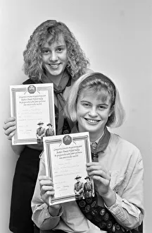 Girl Guides Prints: 1st Kirkburton Guides, Karen Hirst and Lindsey Newsome display their Baden Powell Trefoil