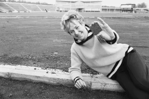 One Young Woman Only Prints: That 2. 5 inch square section of track that Lillian Board is holding could help her win a