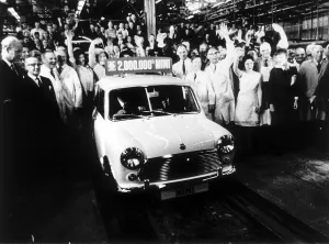 00096 Prints: The 2 millionth mini rolls off the production line to cheers June 1969