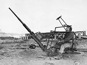 Italy Prints: 20mm land based Oerlikon mobile ack-ack gun in action in Italy. Circa October 1944